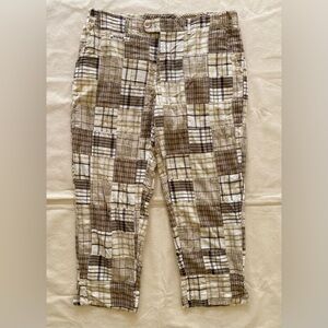 For The Republic Patchwork Plaid Cropped Pants in Brown and Cream Women’s 10
